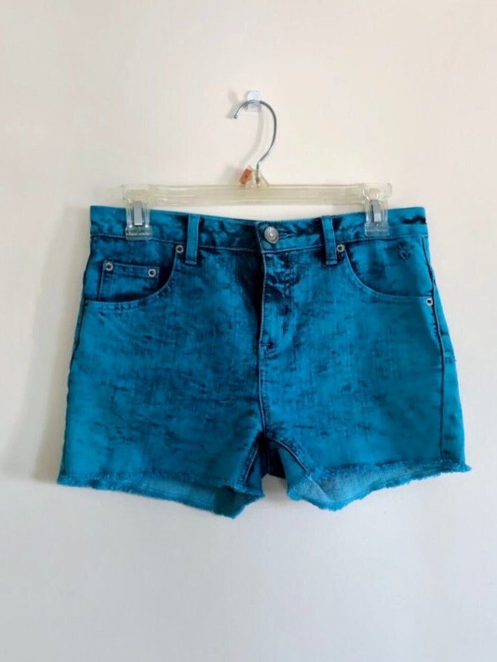 Justice Premium Jeans turquoise cut off distressed shorts